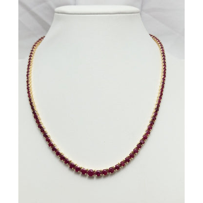 14K Yellow Gold Graduated Ruby Link Necklace