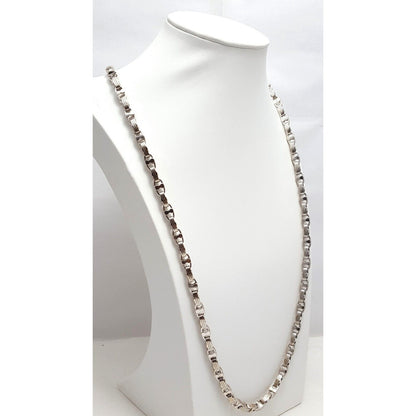 Large Heavy 18K White Gold Link Chain Necklace