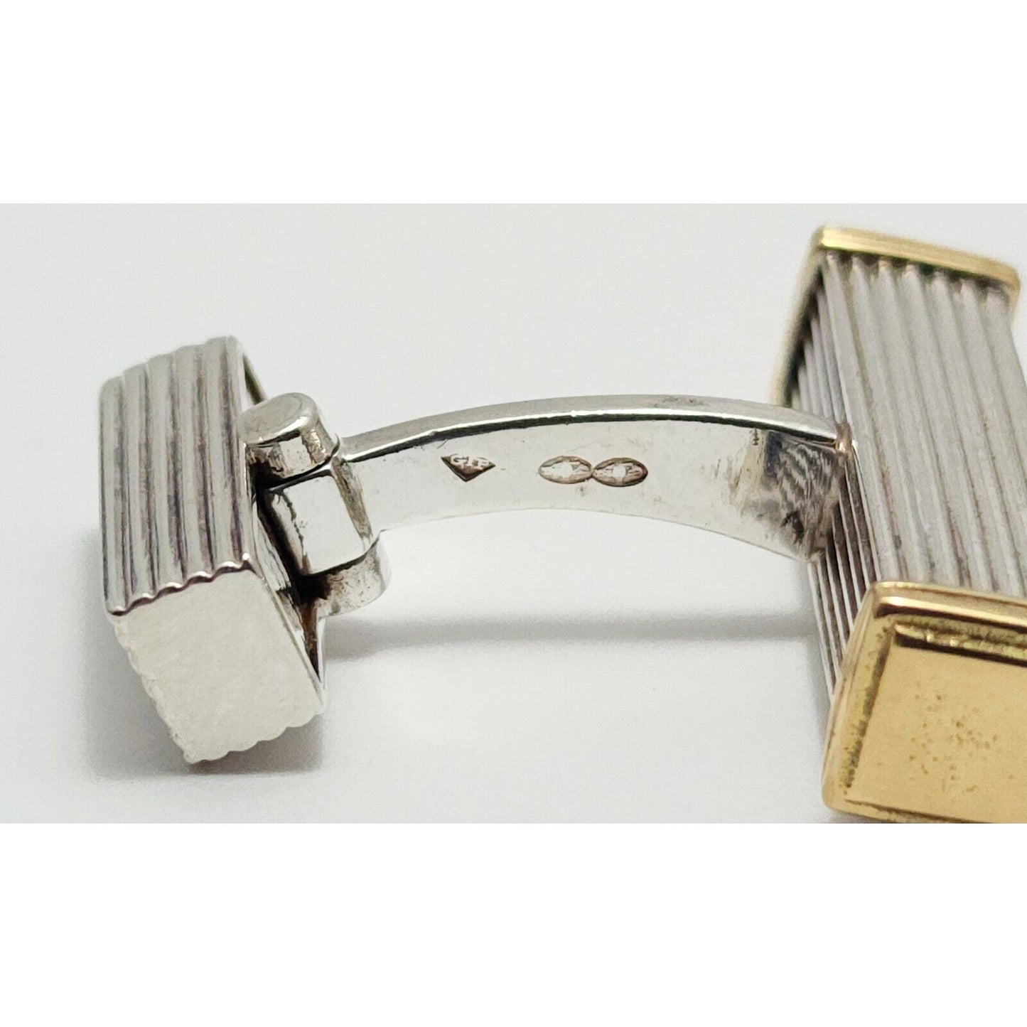 Modern GTP 18K Solid Yellow Gold & 925 Sterling Silver Cufflinks