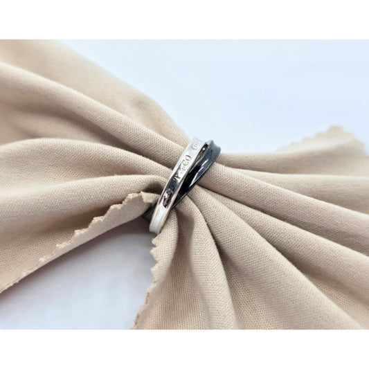 Tiffany & Co 925 Sterling Silver & Titanium 1837 Double Interlocking Ring