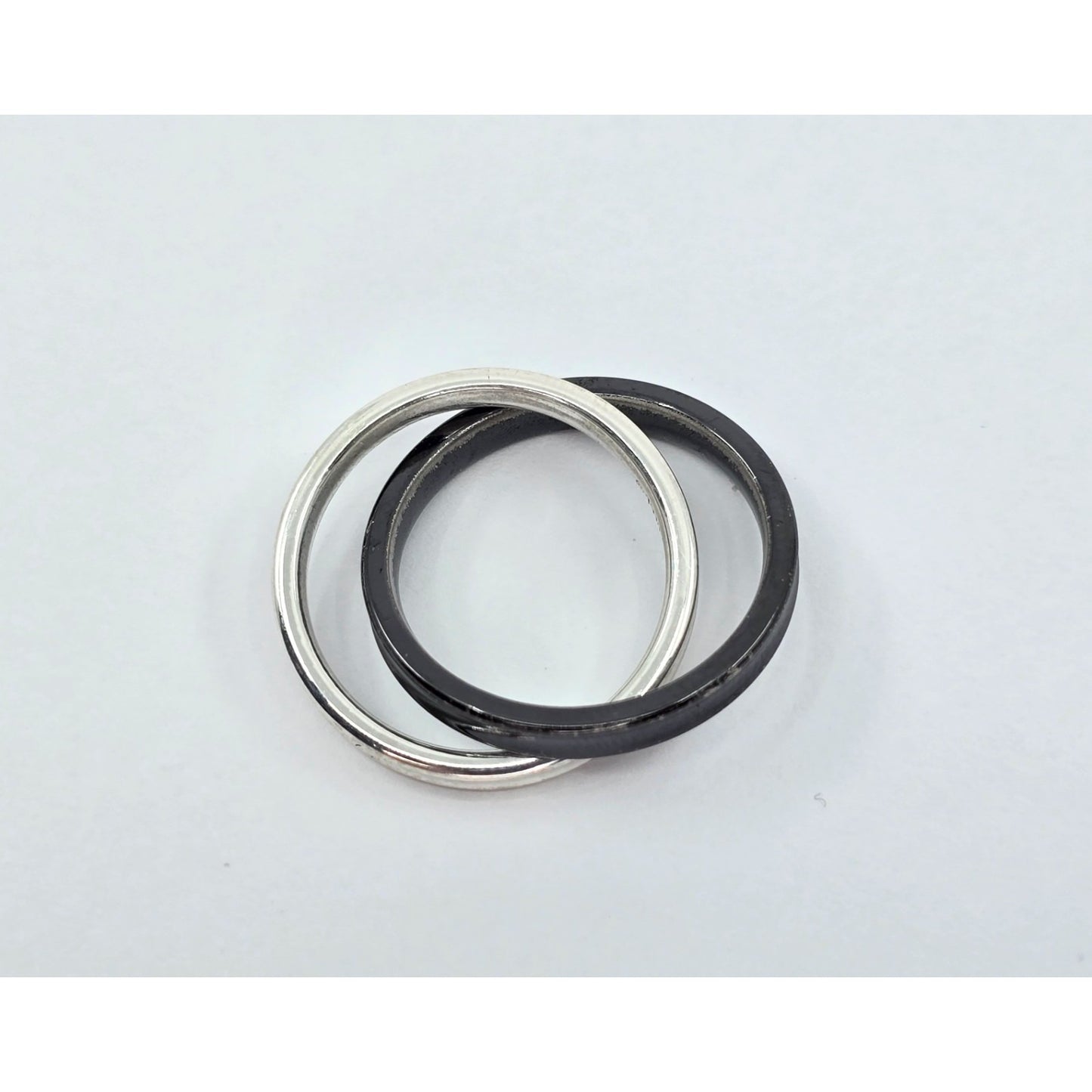 Tiffany & Co 925 Sterling Silver & Titanium 1837 Double Interlocking Ring