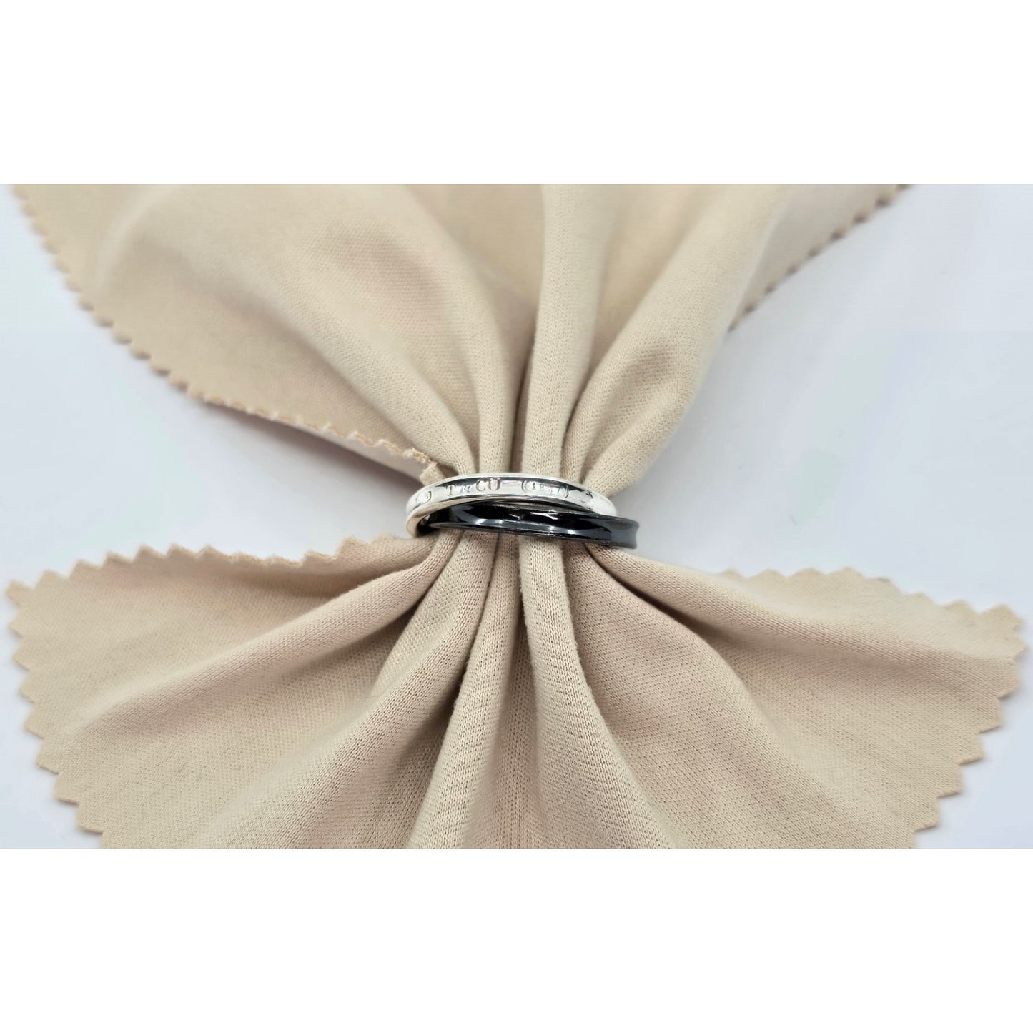 Tiffany & Co 925 Sterling Silver & Titanium 1837 Double Interlocking Ring