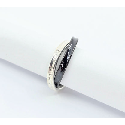 Tiffany & Co 925 Sterling Silver & Titanium 1837 Double Interlocking Ring