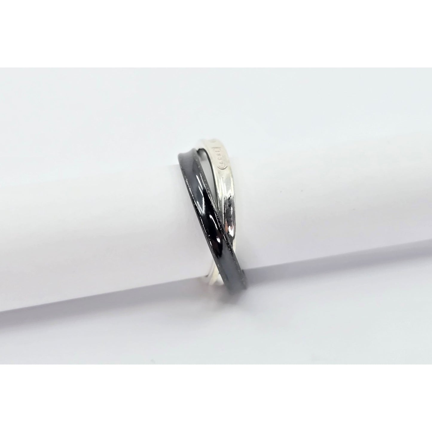 Tiffany & Co 925 Sterling Silver & Titanium 1837 Double Interlocking Ring