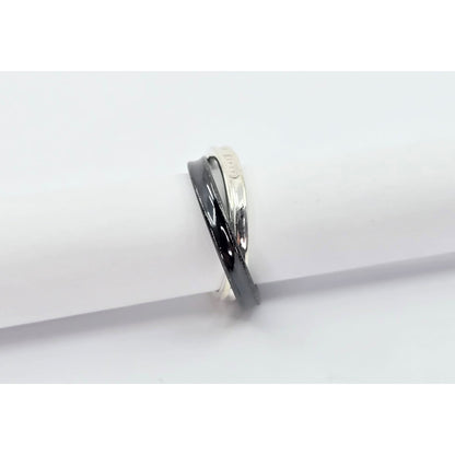Tiffany & Co 925 Sterling Silver & Titanium 1837 Double Interlocking Ring