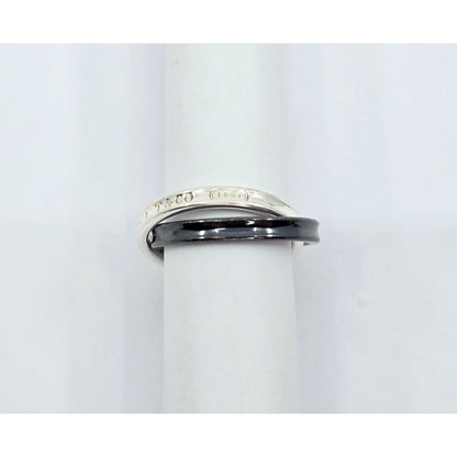 Tiffany & Co 925 Sterling Silver & Titanium 1837 Double Interlocking Ring