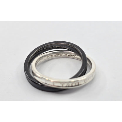 Tiffany & Co 925 Sterling Silver & Titanium 1837 Double Interlocking Ring