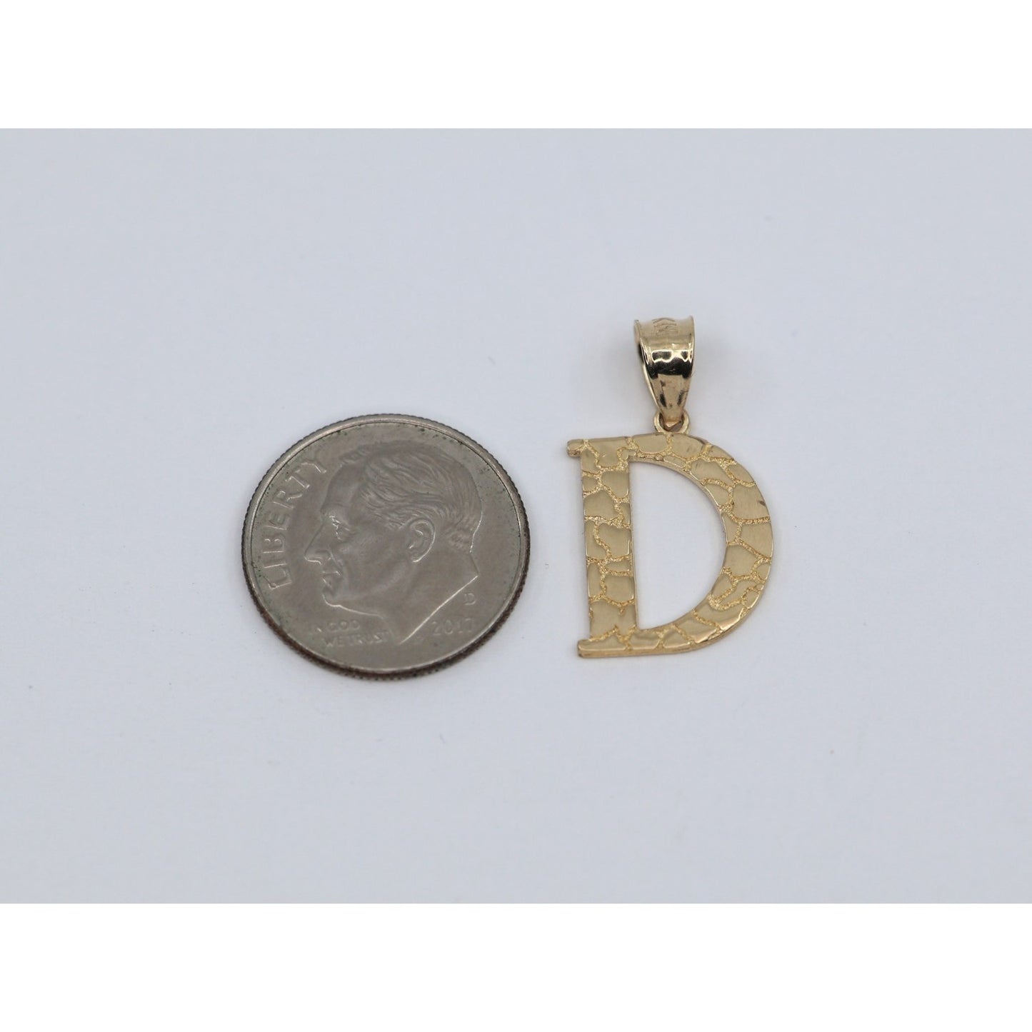 14K Yellow Gold Initial Letter " D " Charm Pendant