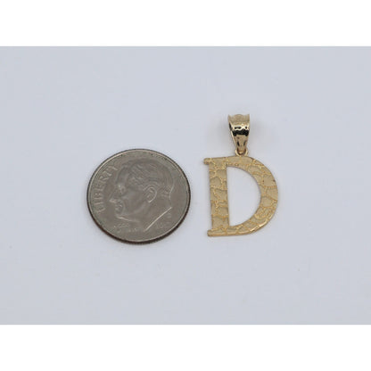 14K Yellow Gold Initial Letter " D " Charm Pendant