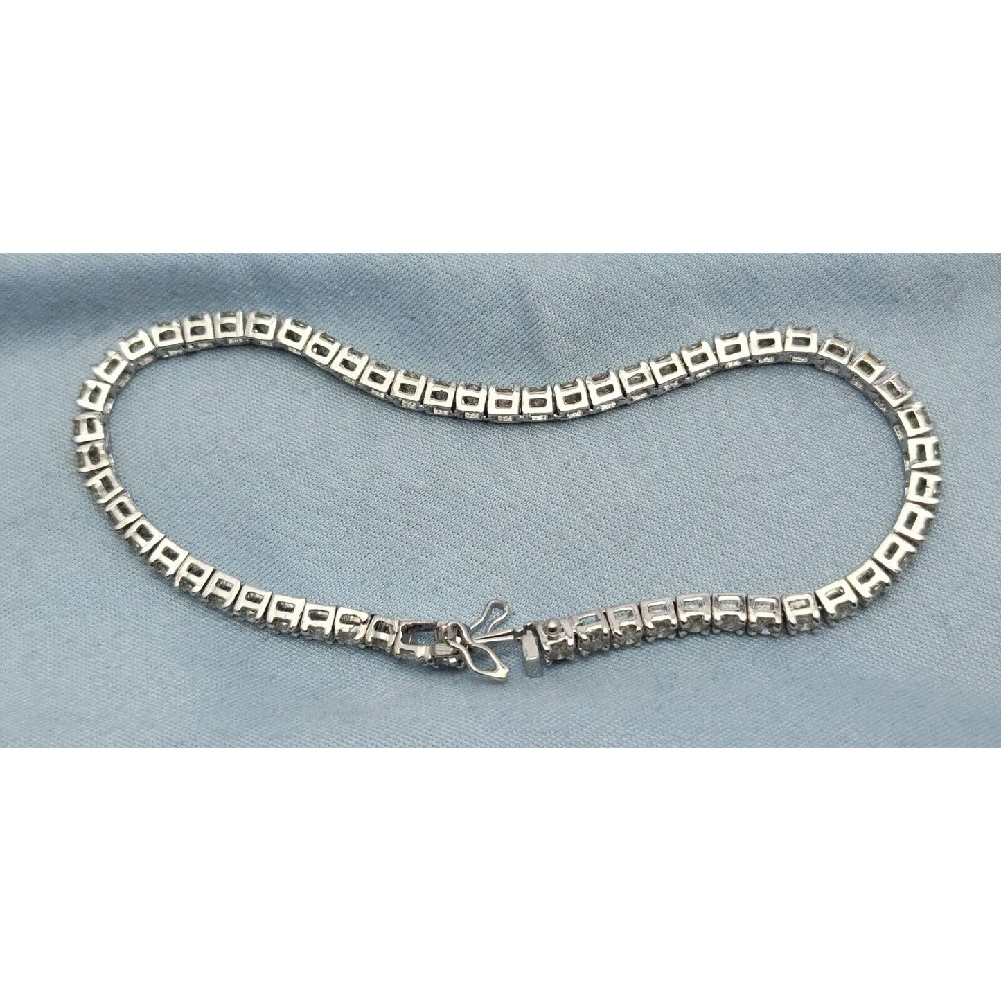 14K Solid White Gold Round Cut Diamond Tennis Link Bracelet