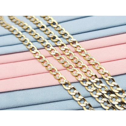 10K Two Tone Gold Diamond Cut Cuban Link Chain Necklace