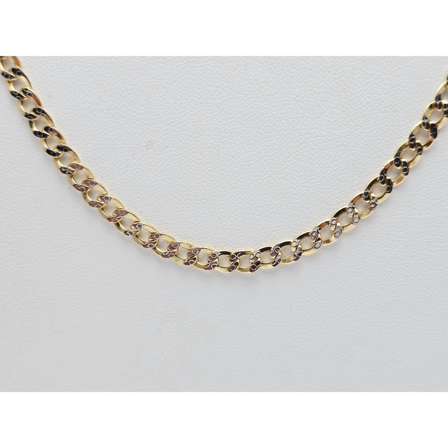 10K Two Tone Gold Diamond Cut Cuban Link Chain Necklace