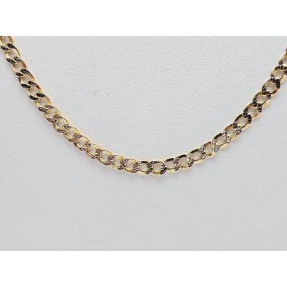 10K Two Tone Gold Diamond Cut Cuban Link Chain Necklace