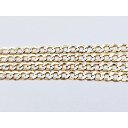 10K Two Tone Gold Diamond Cut Cuban Link Chain Necklace