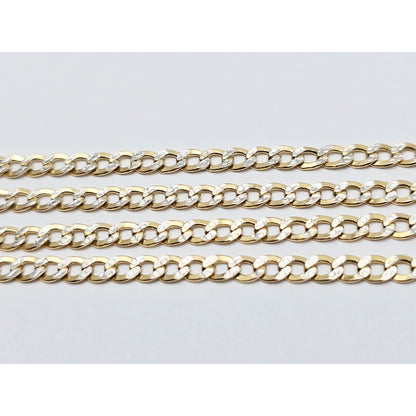 10K Two Tone Gold Diamond Cut Cuban Link Chain Necklace