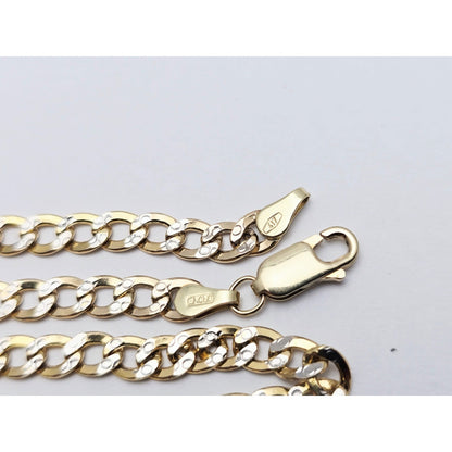 10K Two Tone Gold Diamond Cut Cuban Link Chain Necklace