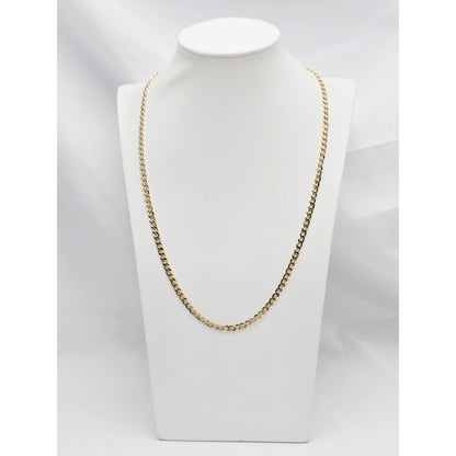10K Two Tone Gold Diamond Cut Cuban Link Chain Necklace