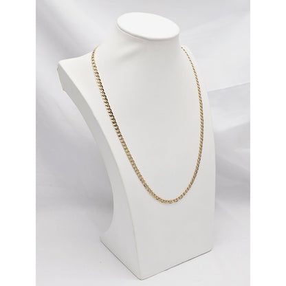 10K Two Tone Gold Diamond Cut Cuban Link Chain Necklace