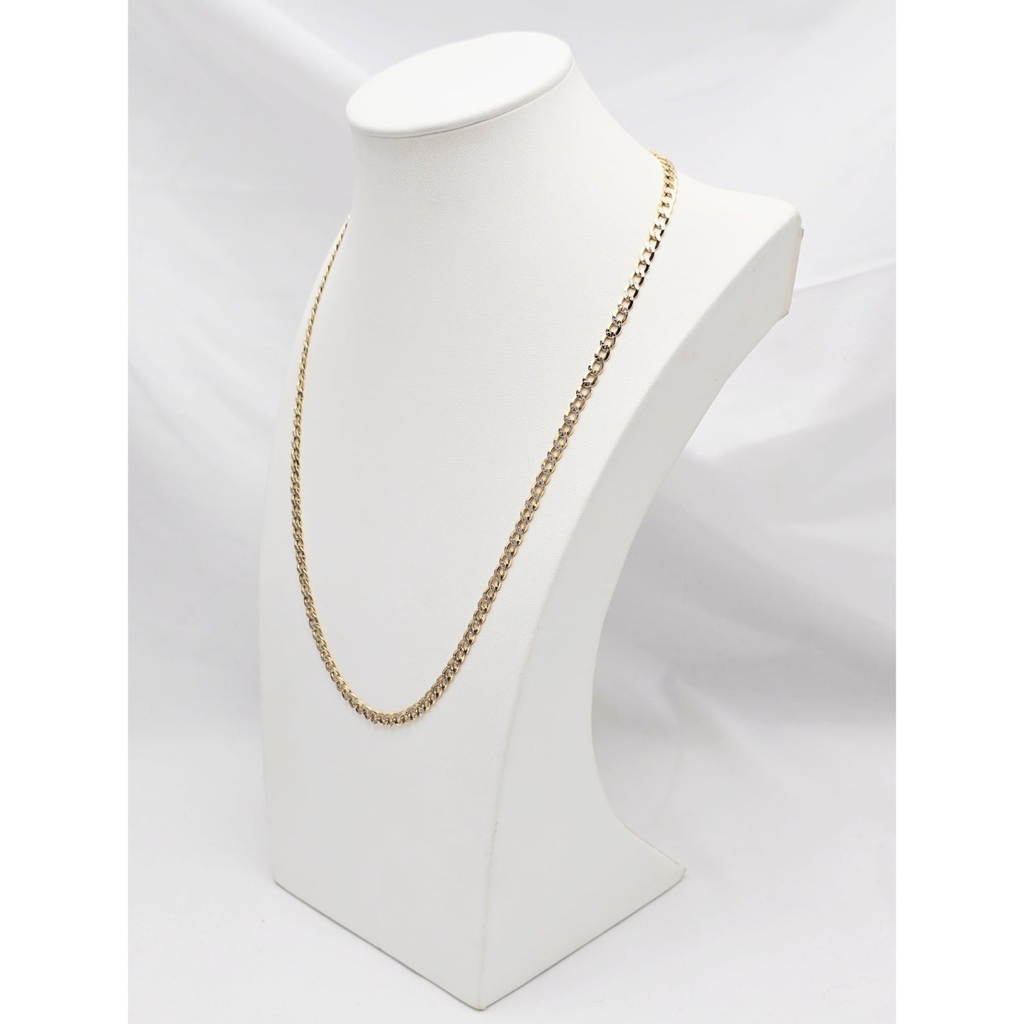 10K Two Tone Gold Diamond Cut Cuban Link Chain Necklace