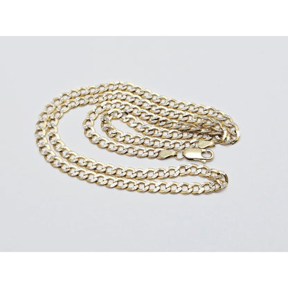 10K Two Tone Gold Diamond Cut Cuban Link Chain Necklace