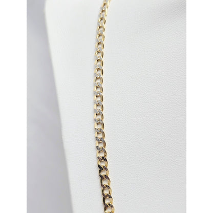 10K Two Tone Gold Diamond Cut Cuban Link Chain Necklace