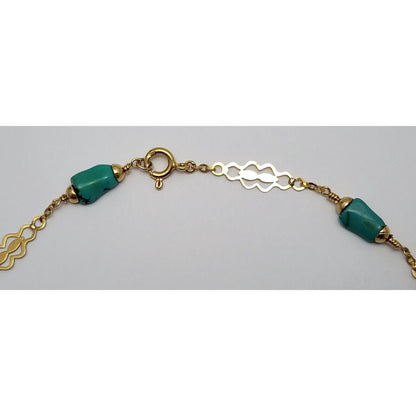 18K Yellow Gold Turquoise Link Chain Necklace