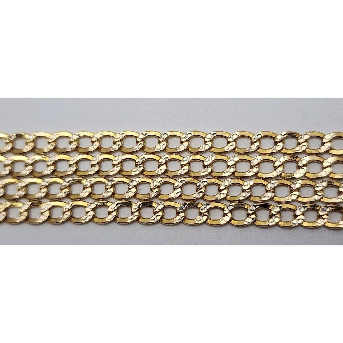 14K Two Tone Gold Diamond Cut Cuban Link Chain Necklace