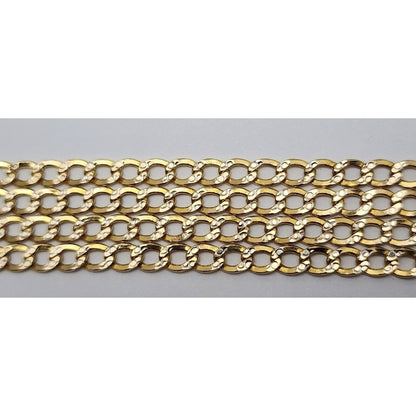 14K Two Tone Gold Diamond Cut Cuban Link Chain Necklace