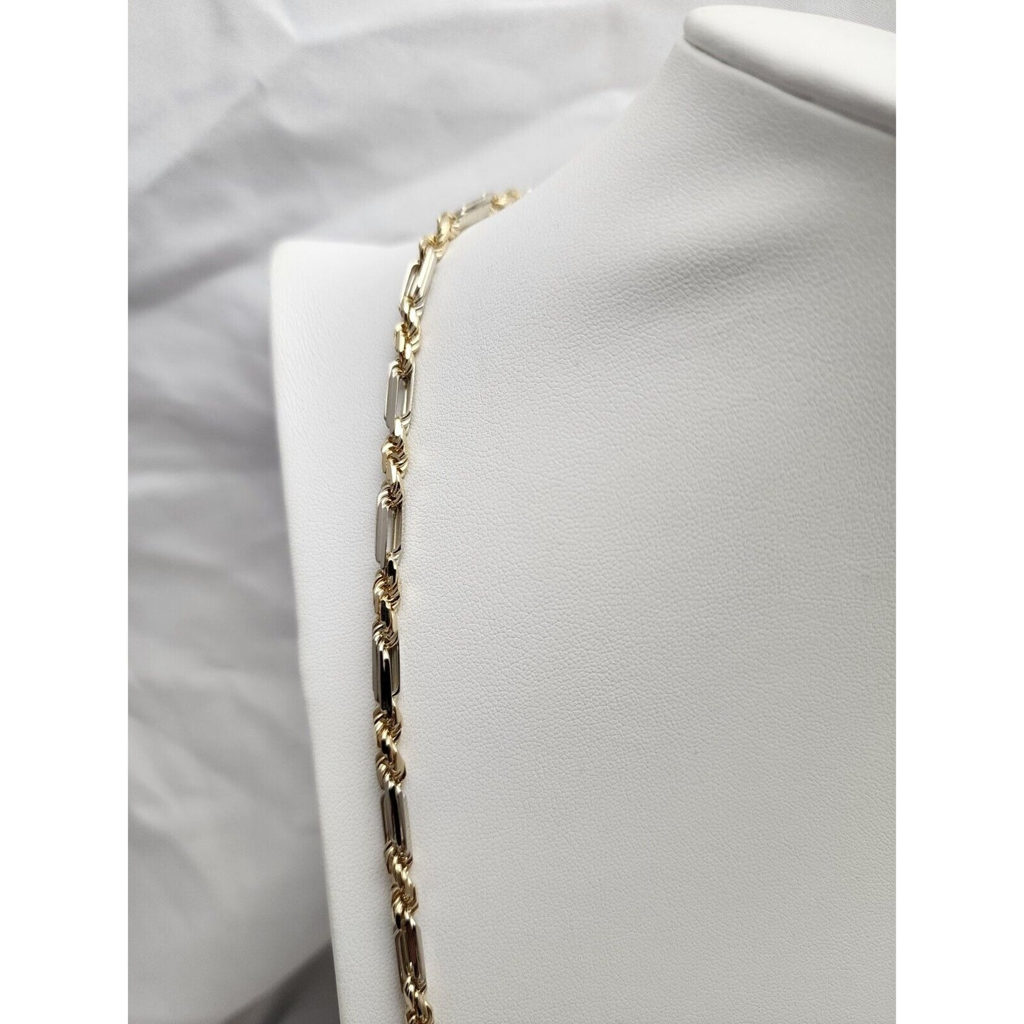 14K Solid Two Tone Gold Diamond Cut Milano Rope Chain Necklace