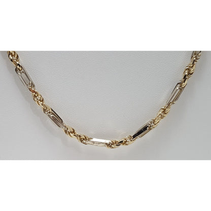 14K Two Tone Gold Rope Chain Necklace