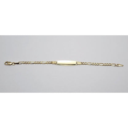 14K Karat Solid Yellow Gold Link ID Bracelet