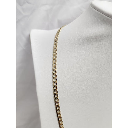 10K Yellow Gold Diamond Cut Cuban Link Chain Necklace