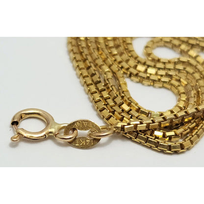 14K Yellow Gold Box Link Chain Necklace