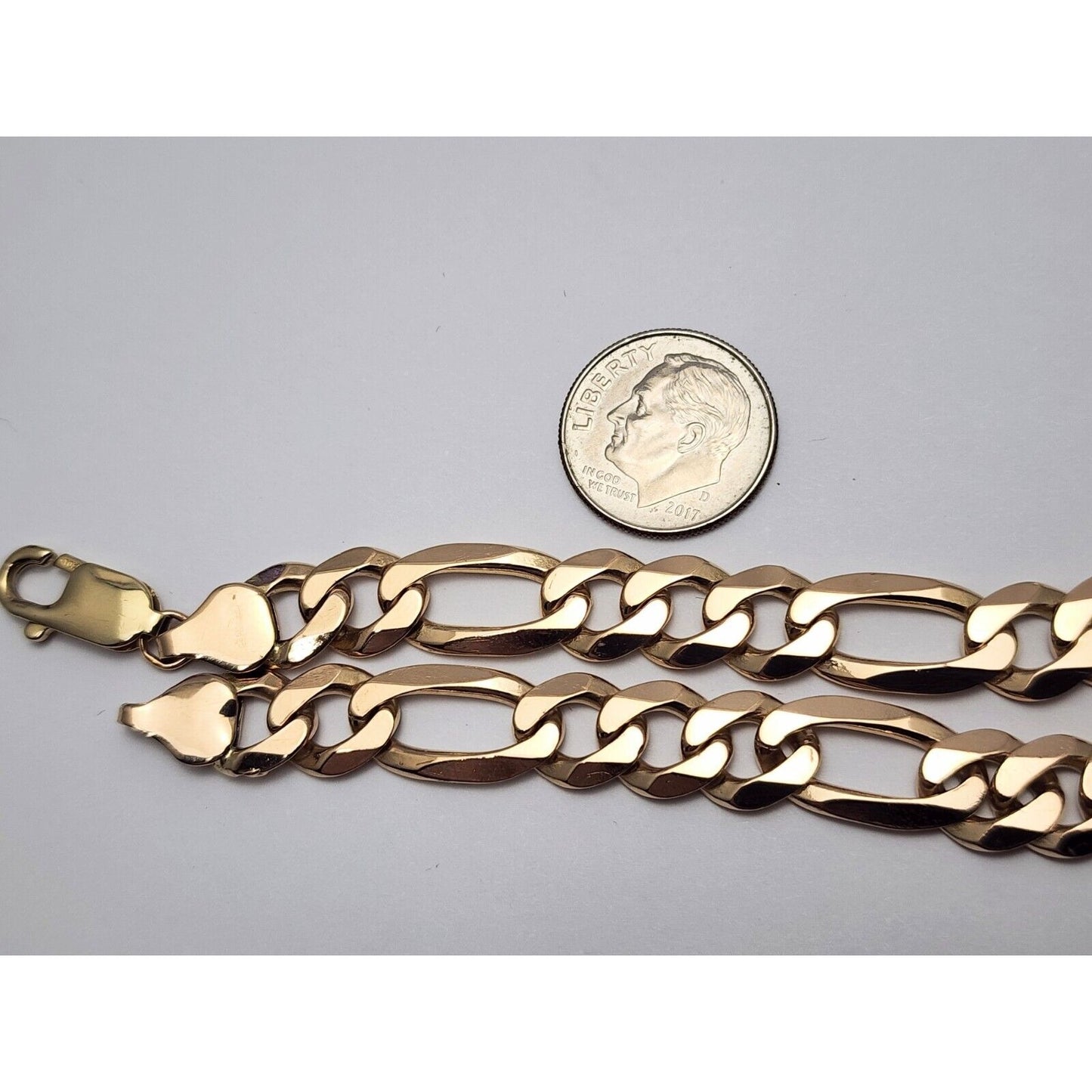 10K Yellow Gold Figaro Link Bracelet Made in Italy