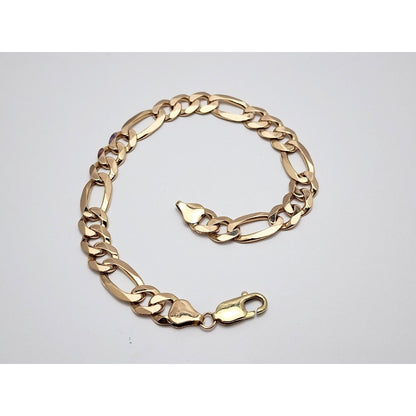 10K Yellow Gold Figaro Link Bracelet Made in Italy