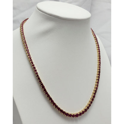 14K Yellow Gold Graduated Ruby Link Necklace