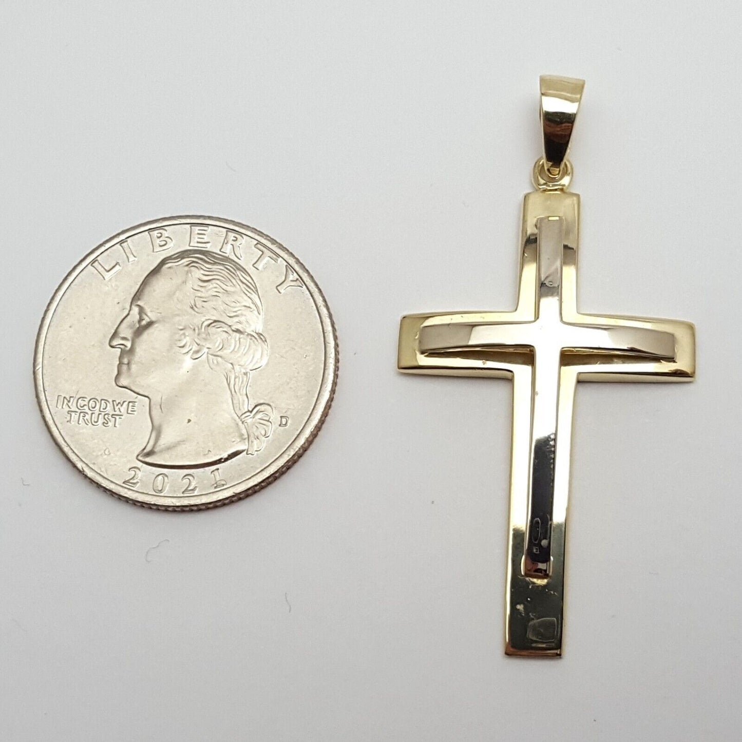 14K Two Tone Gold Cross Charm Pendant