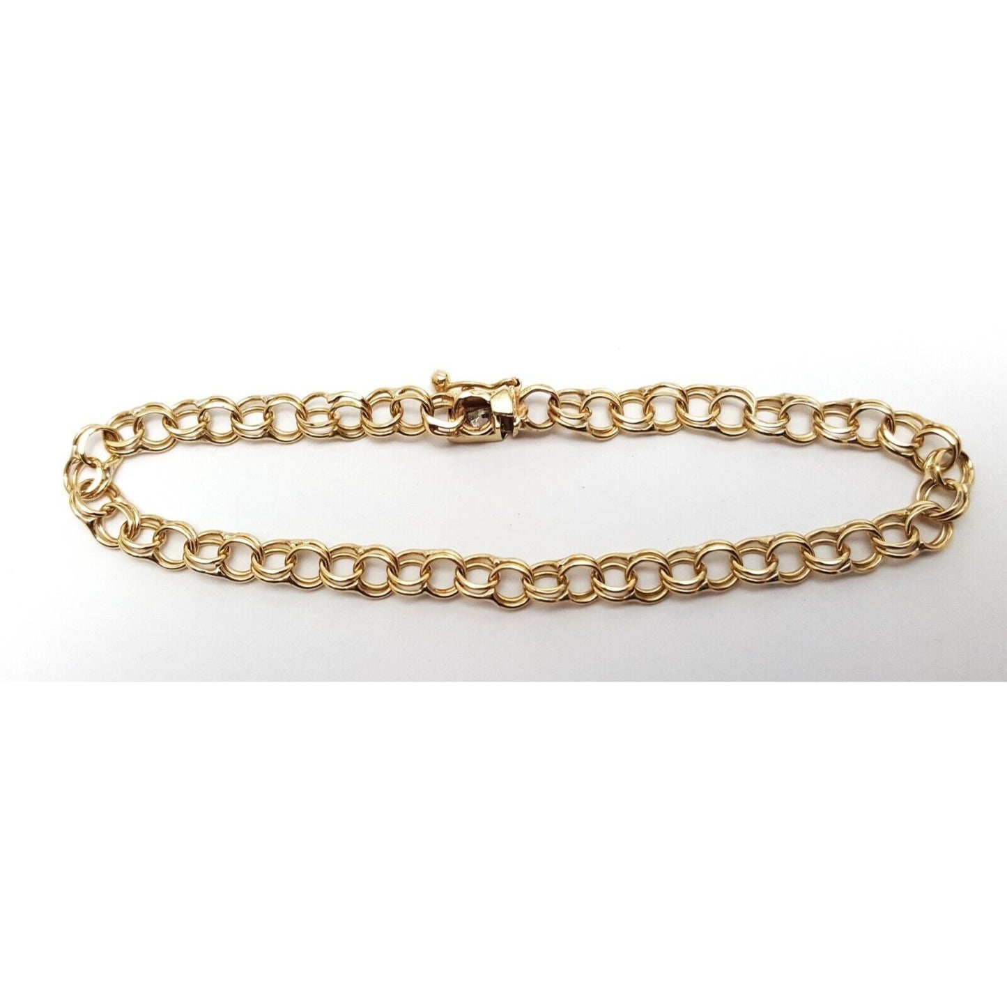 14K Solid Yellow Gold Round Cable Link Bracelet