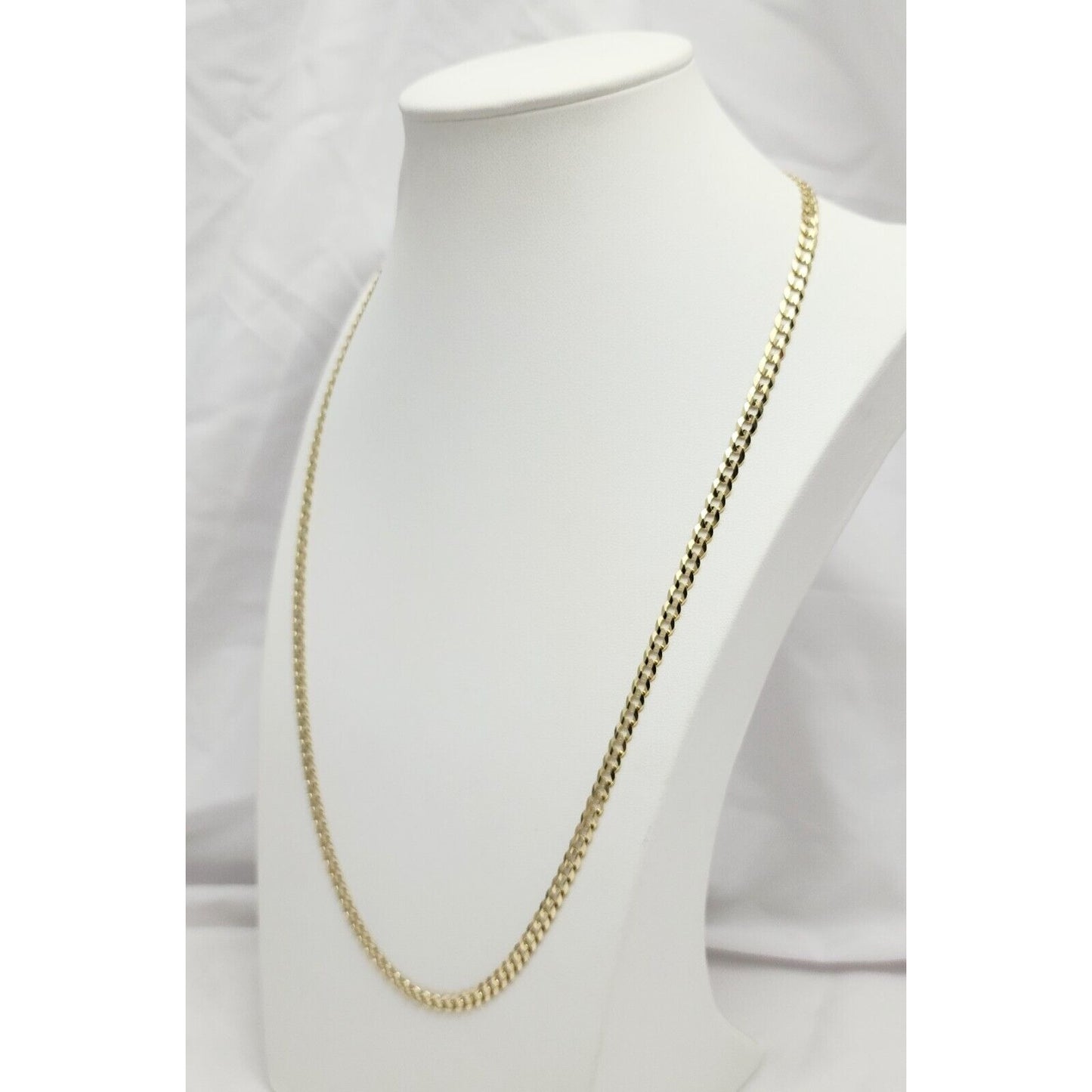 14K Yellow Gold Diamond Cut Cuban Link Chain Necklace