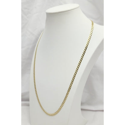 14K Yellow Gold Diamond Cut Cuban Link Chain Necklace