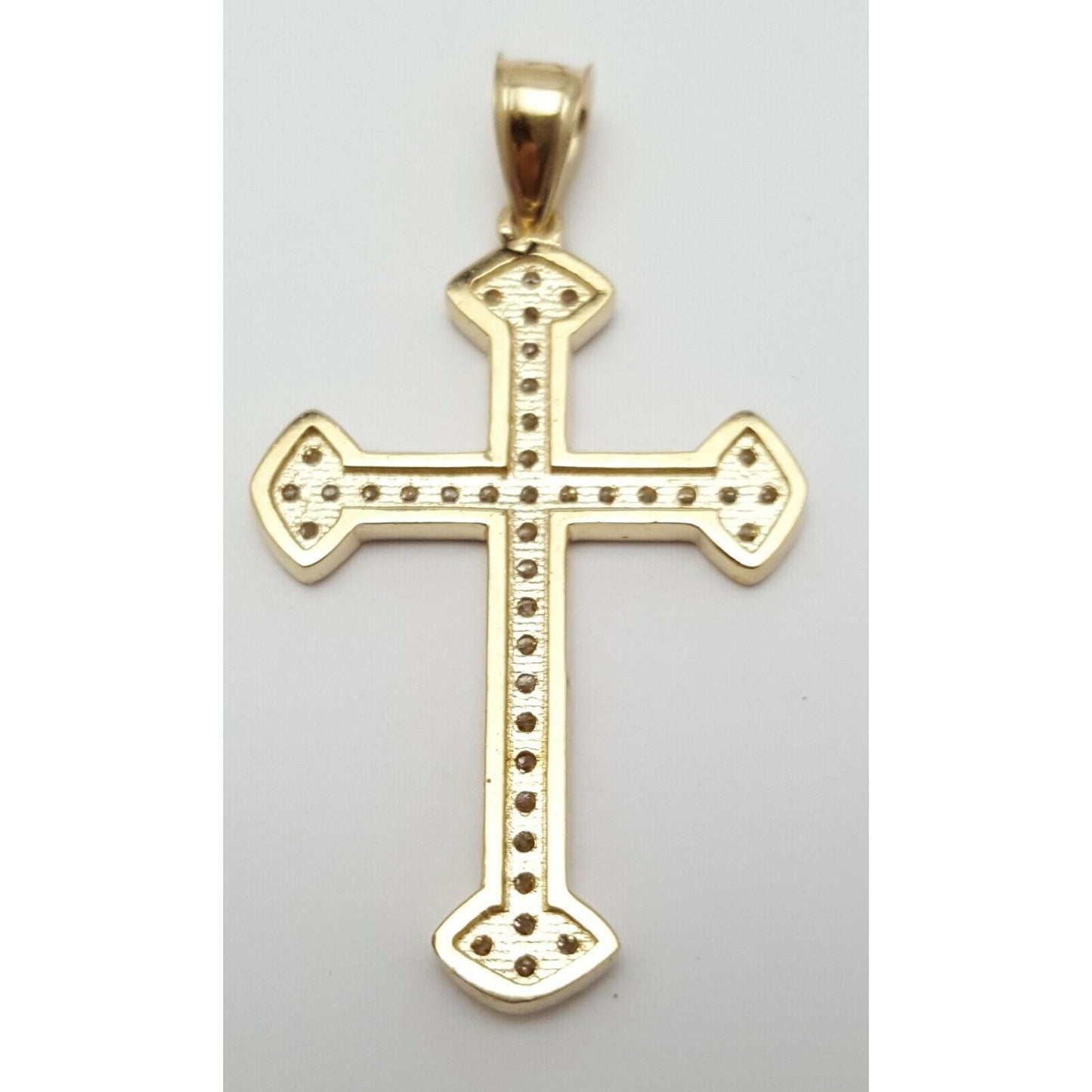 14K Solid Yellow Gold Cross Cubic Zirconia Pendant Charm