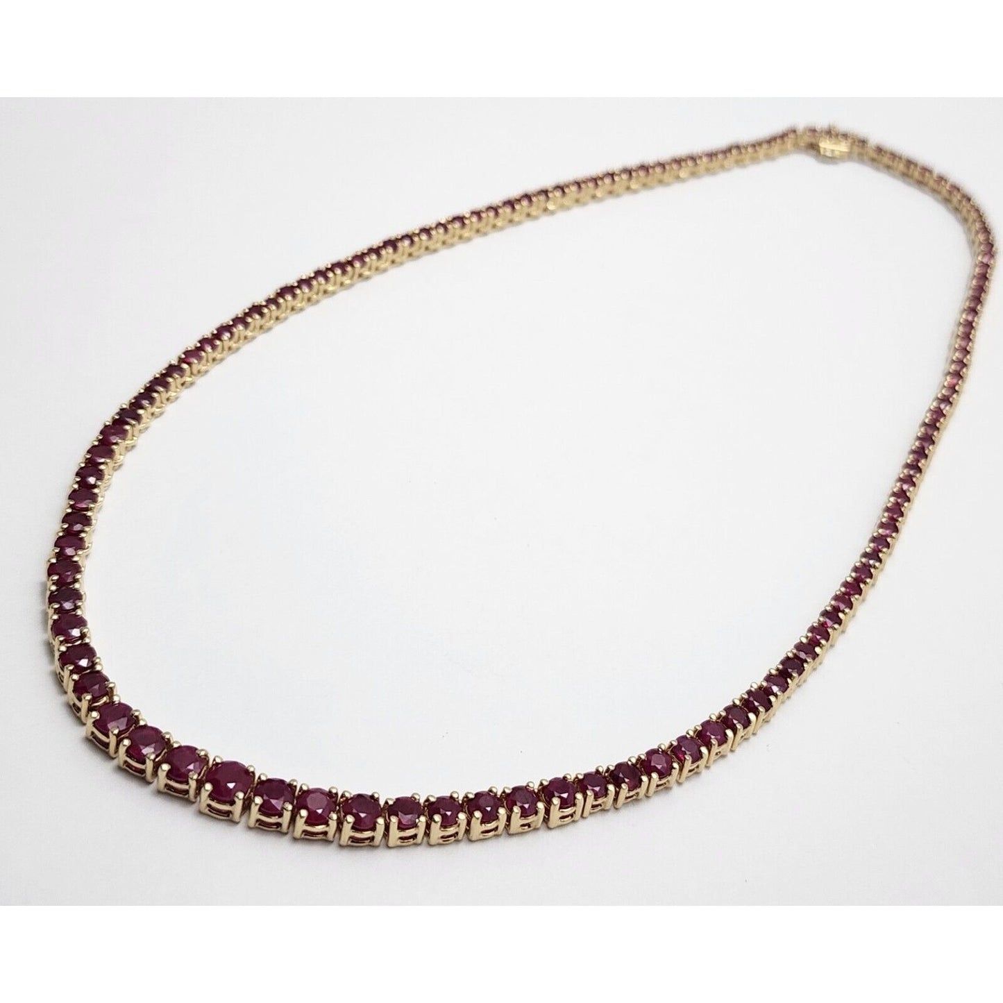 14K Yellow Gold Graduated Ruby Link Necklace