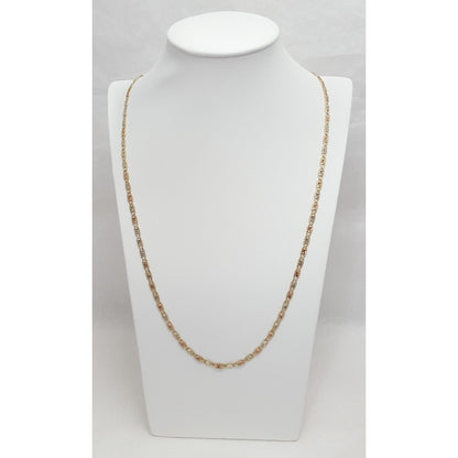 10K Tri Tone Gold Diamond Cut Link Chain Necklace