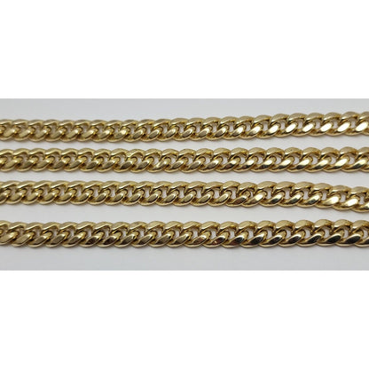 14K Solid Yellow Gold Cuban Link Chain Necklace