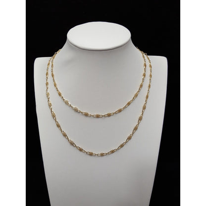 18K Yellow Gold Semper Designer Extra Long Flower Link Chain Necklace