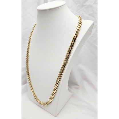 Large 14K Yellow Gold Cuban Link Chain Necklace