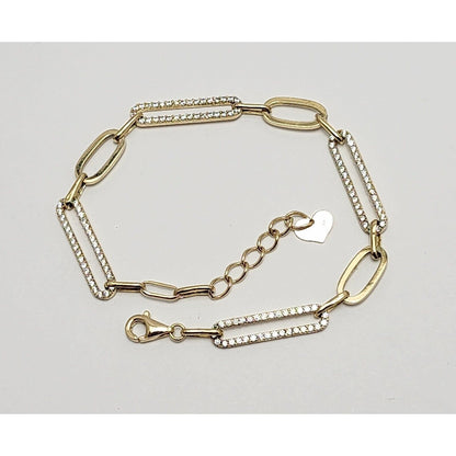 14K Solid Yellow Gold Resizable Paperclip Style Bracelet