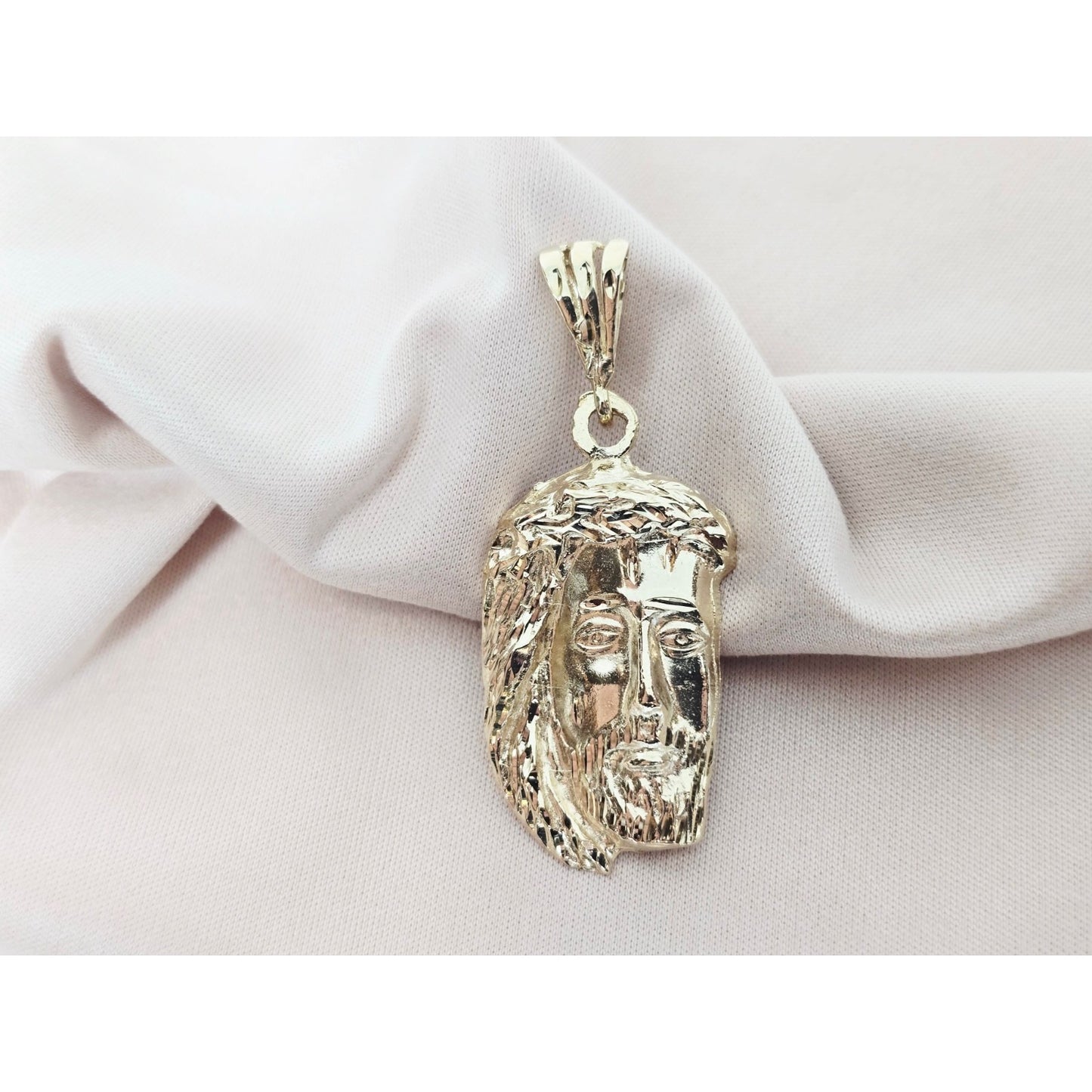 14K Yellow Gold Religious Jesus Head Charm Pendant