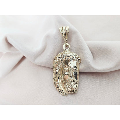 14K Yellow Gold Religious Jesus Head Charm Pendant