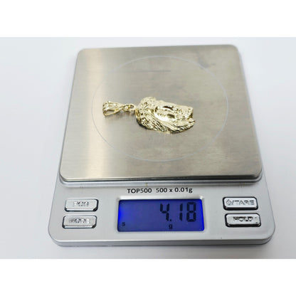 14K Yellow Gold Religious Jesus Head Charm Pendant